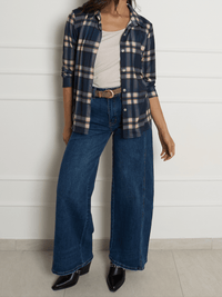 NEW - Chemise à carreaux bleus et beiges