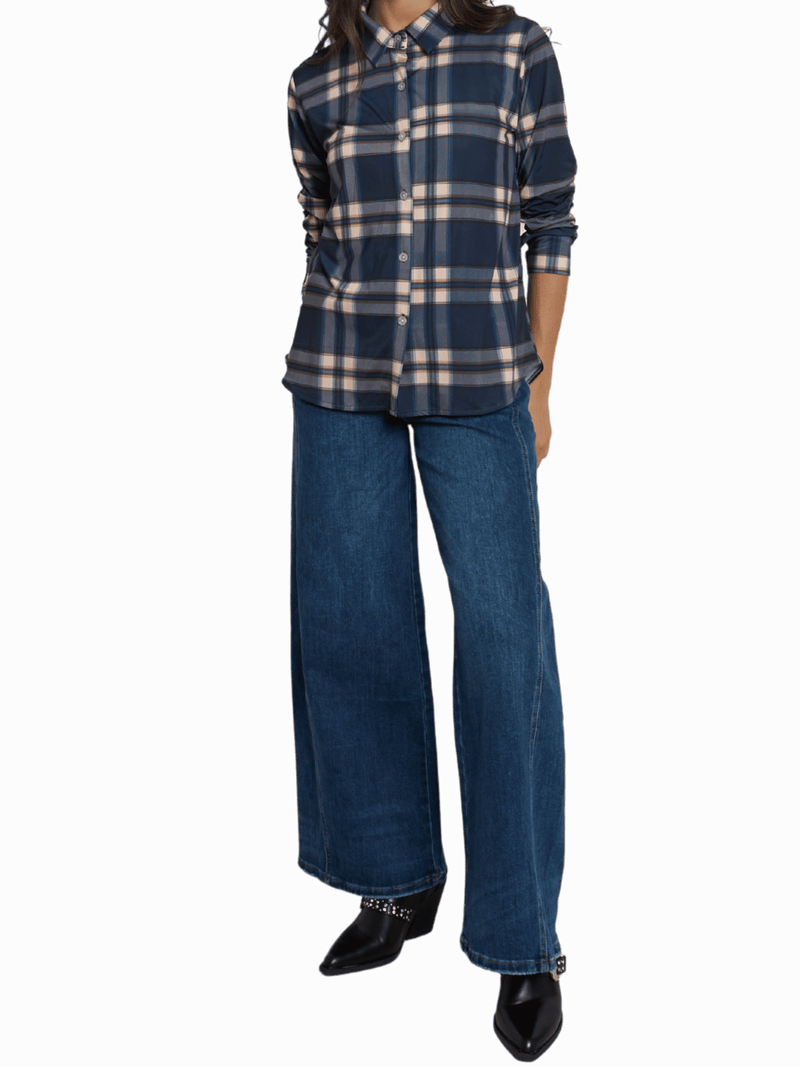 NEW - Chemise à carreaux bleus et beiges