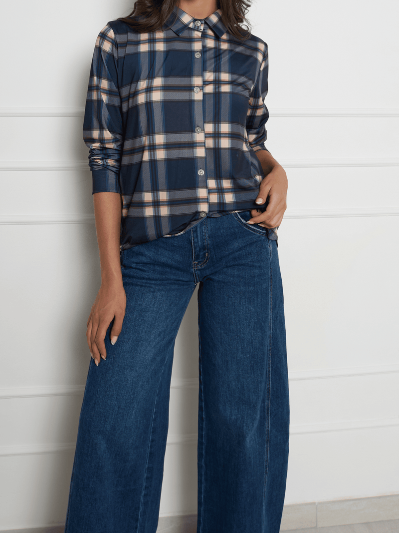 NEW - Chemise à carreaux bleus et beiges