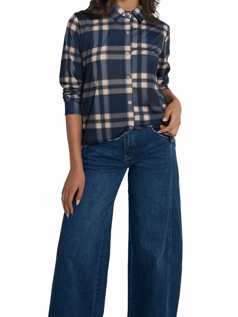 NEW - Chemise à carreaux bleus et beiges