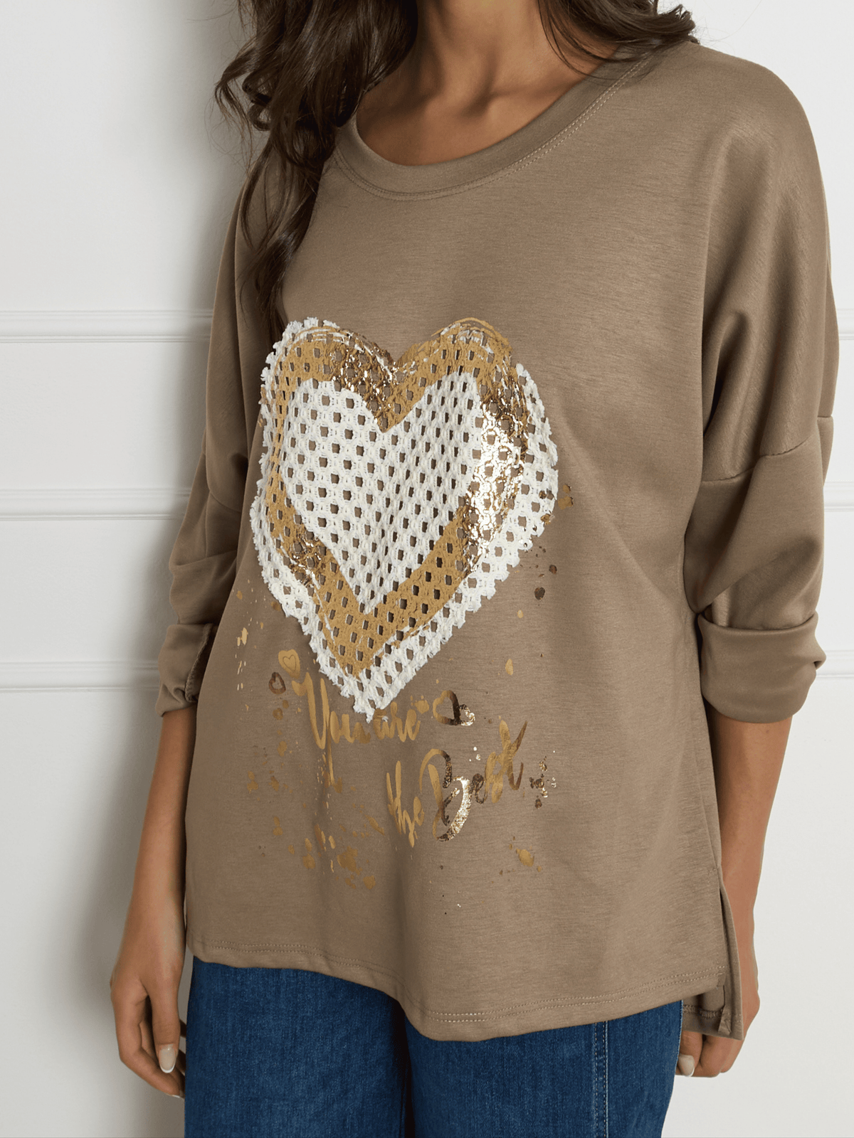 NEW - chandail moka avec cœur en crochet