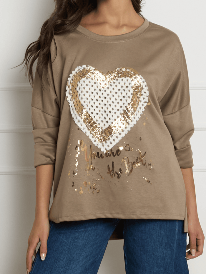 NEW - chandail moka avec cœur en crochet
