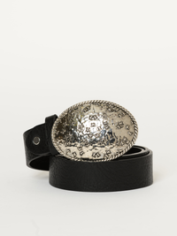 Ceinture noire en similicuir avec boucle argent