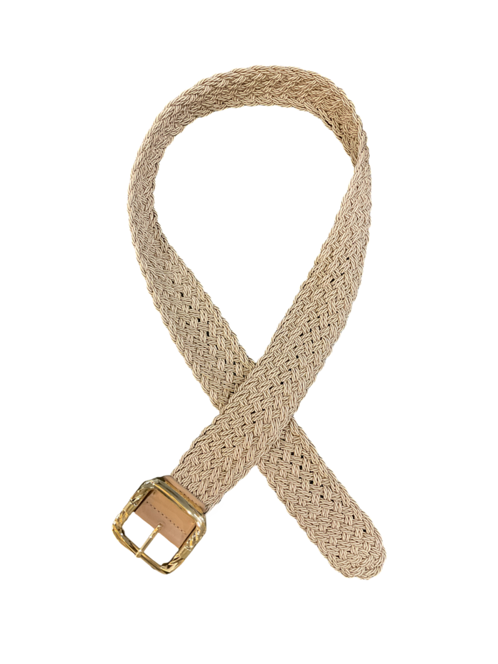Ceinture moka tressée avec boucle dorée