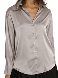NEW - Chemise satinée grège à manche longue