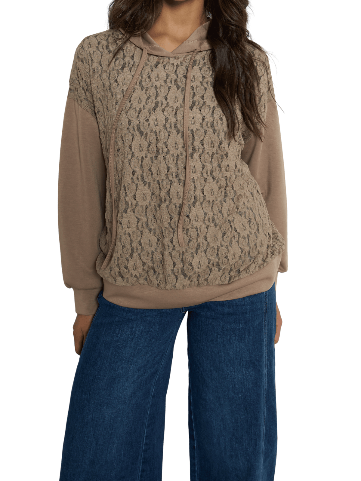 NEW - Chandail moka en dentelle avec capuchon