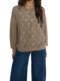 NEW - Chandail moka en dentelle avec capuchon