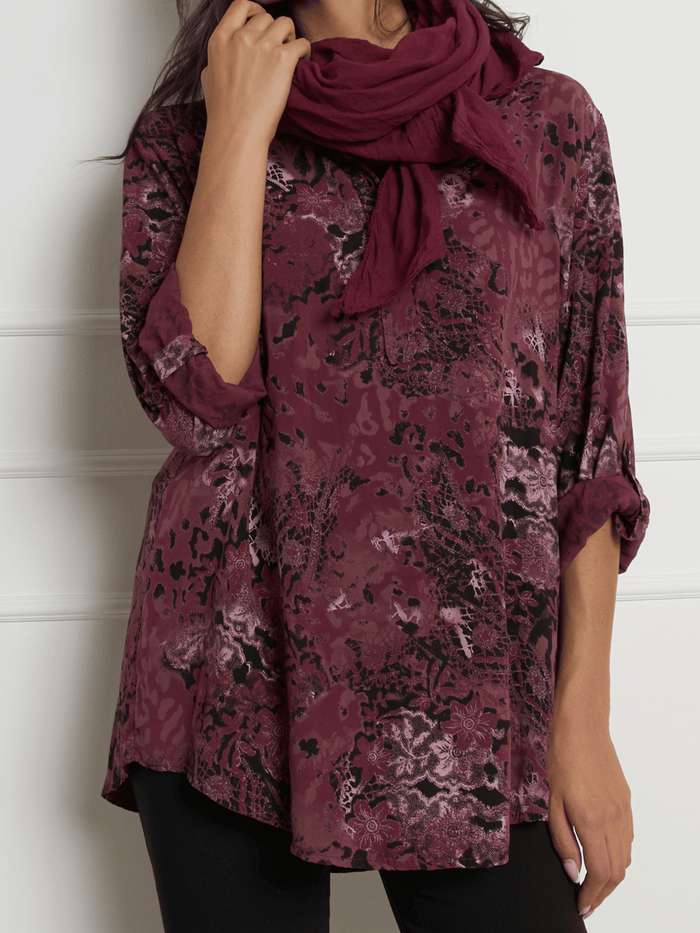 NEW - Blouse bourgogne avec imprimé de léopard