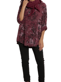 NEW - Blouse bourgogne avec imprimé de léopard