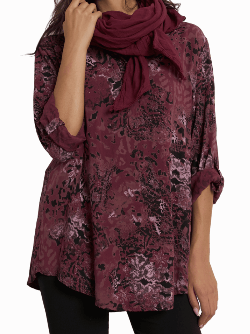 NEW - Blouse bourgogne avec imprimé de léopard