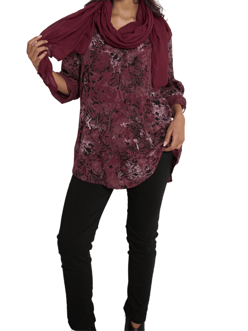 NEW - Blouse bourgogne avec imprimé de léopard