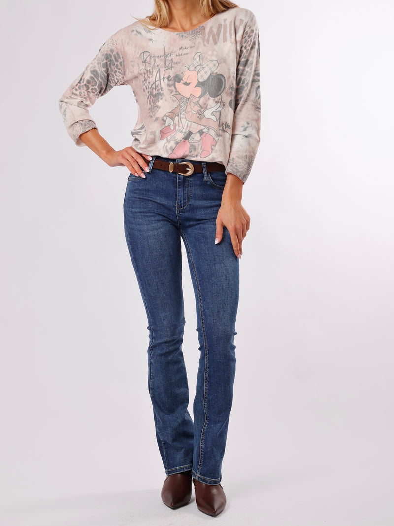 NEW - Chandail beige avec imprimé Minnie Mouse