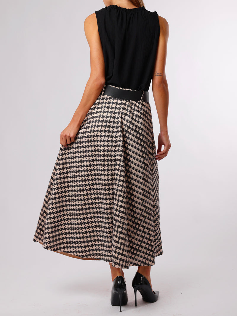 NEW - Jupe longue à motifs pied-de-poule