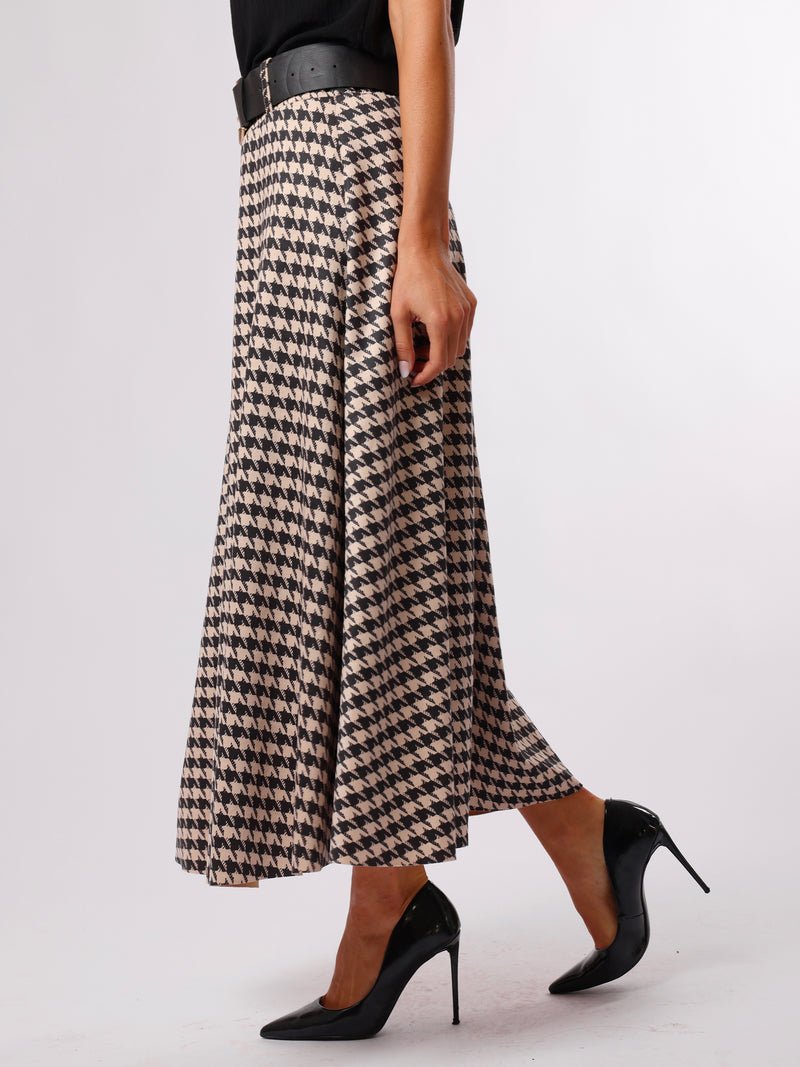 NEW - Jupe longue à motifs pied-de-poule