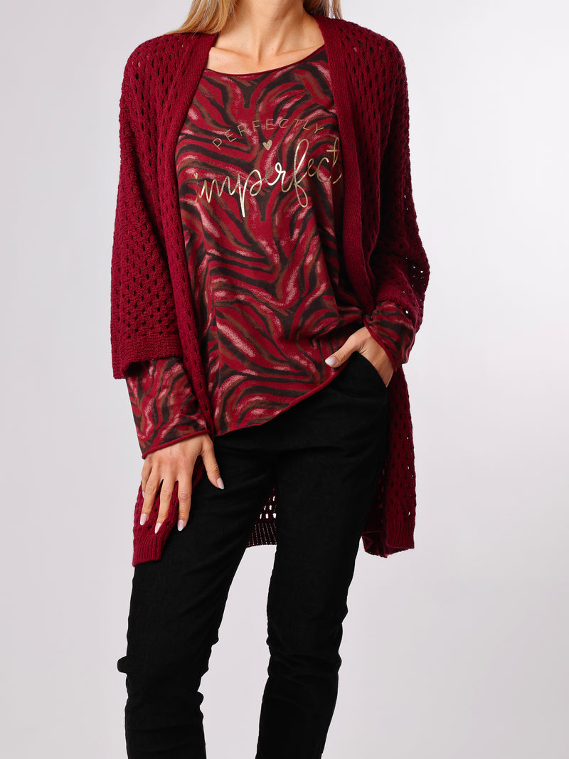 NEW - Cardigan bourgogne en mailles