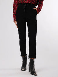 NEW - Pantalon noir uni en velours côtelé