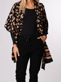 NEW - Veste noire à motifs de léopard camel