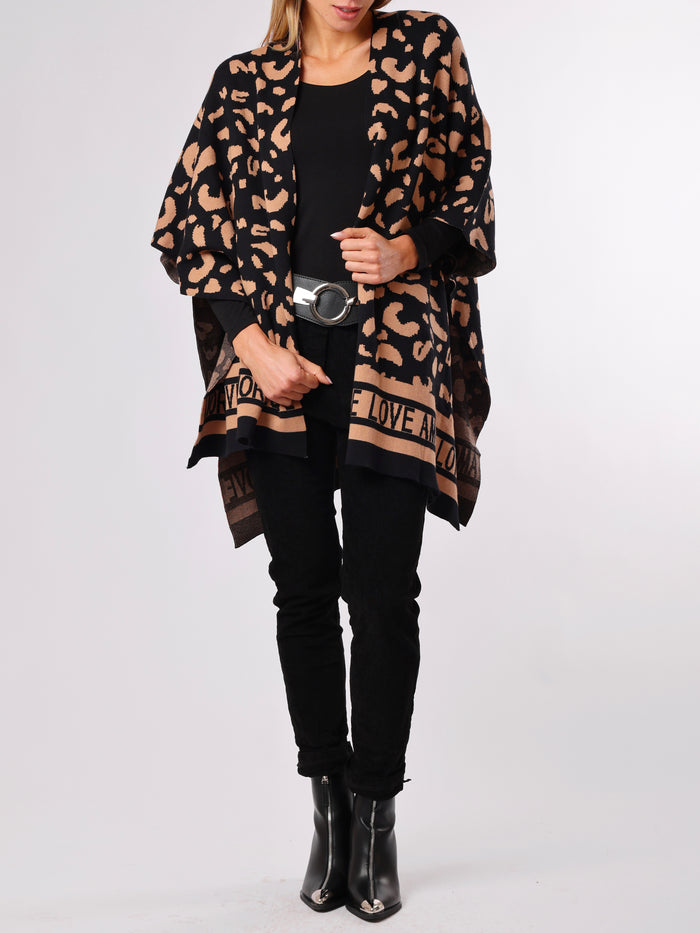 NEW - Veste noire à motifs de léopard camel