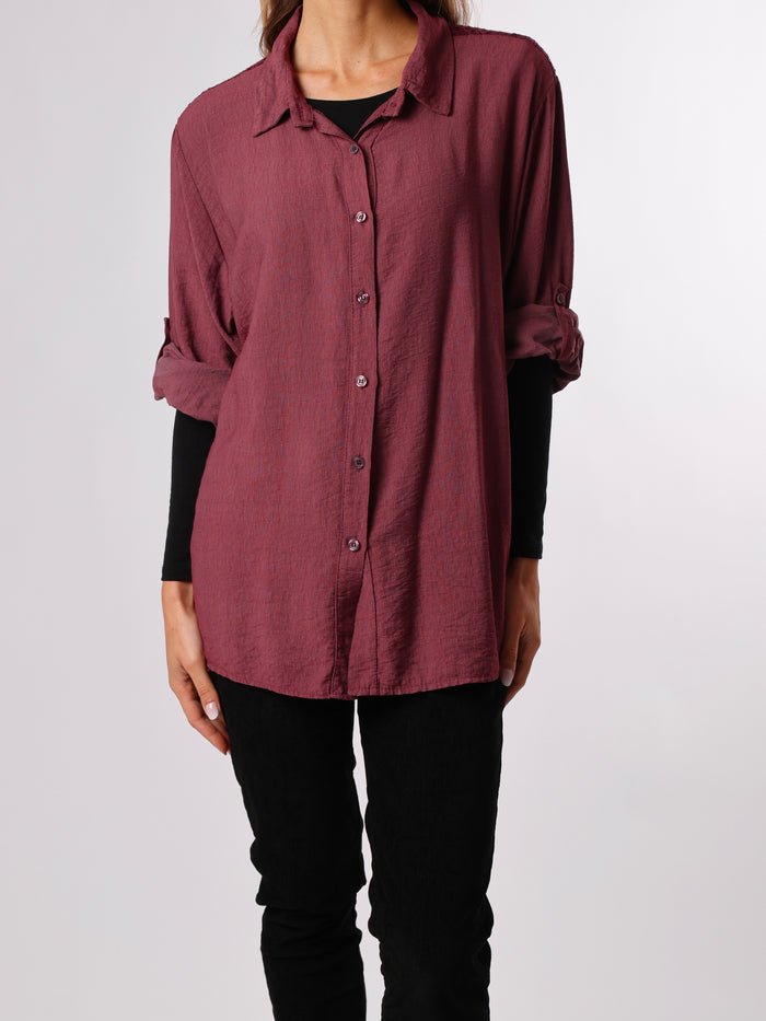 NEW - Chemise bourgogne avec dos en crochet