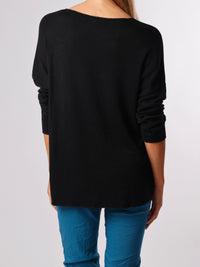 NEW - Chandail noir à motifs de léopard argentés