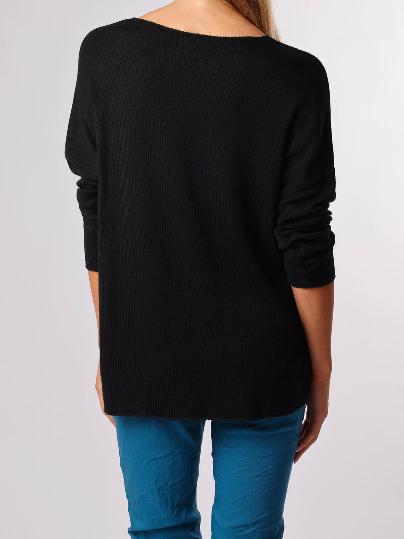 NEW - Chandail noir à motifs de léopard argentés