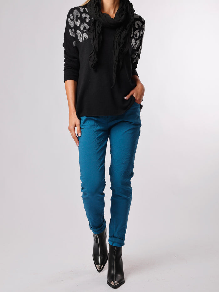 NEW - Pantalon Bleu sarcelle à taille élastique avec cordon
