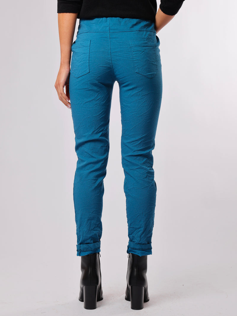 NEW - Pantalon Bleu sarcelle à taille élastique avec cordon