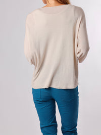 NEW - Chandail beige uni à manche 3/4