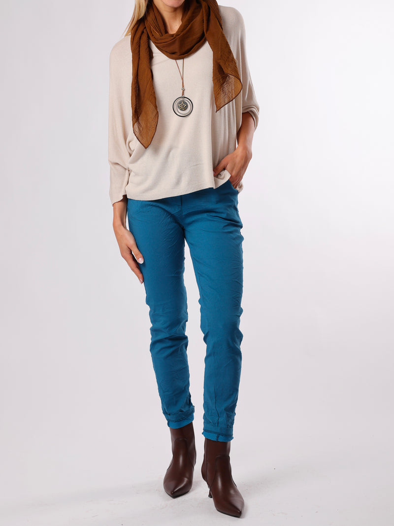 NEW - Chandail beige uni à manche 3/4