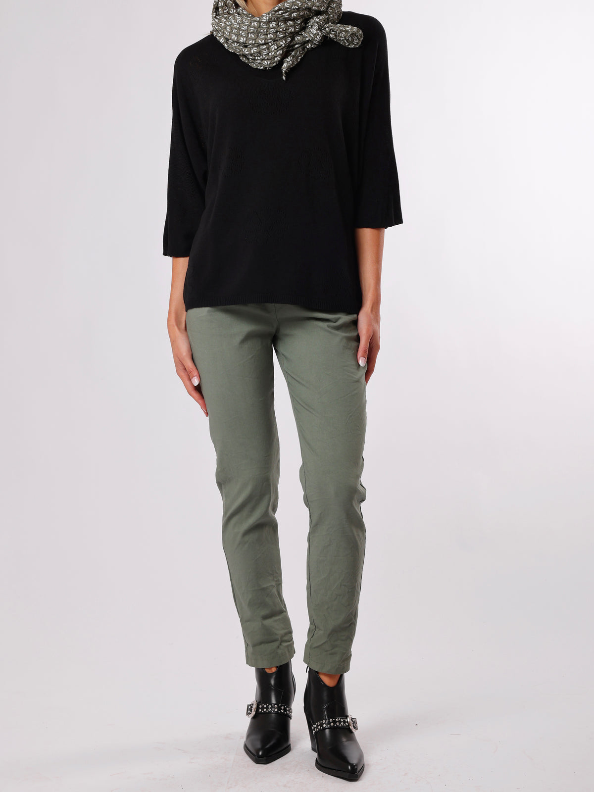 NEW - Pantalon kaki uni à taille élastique avec cordon