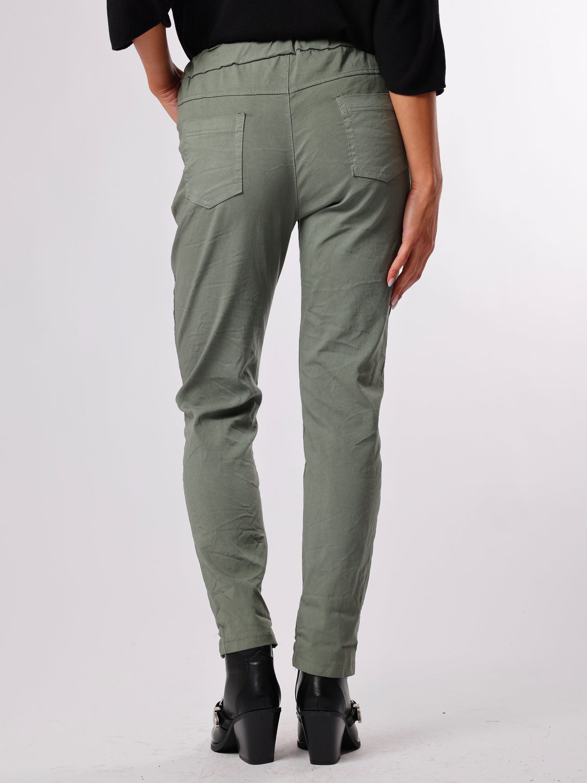 NEW - Pantalon kaki uni à taille élastique avec cordon