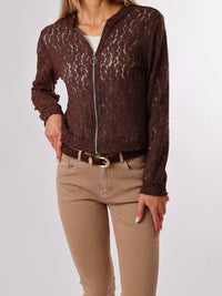 NEW - Bomber brun en dentelle