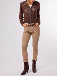 NEW - Bomber brun en dentelle