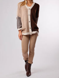 NEW - Veste beige et brun en tricot