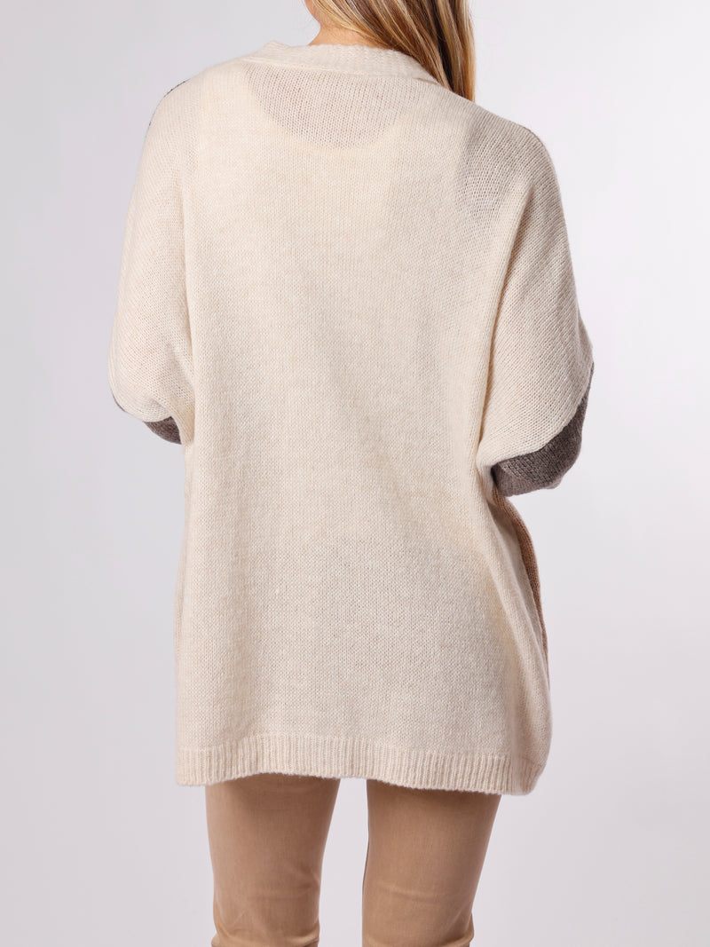 NEW - Veste beige et brun en tricot