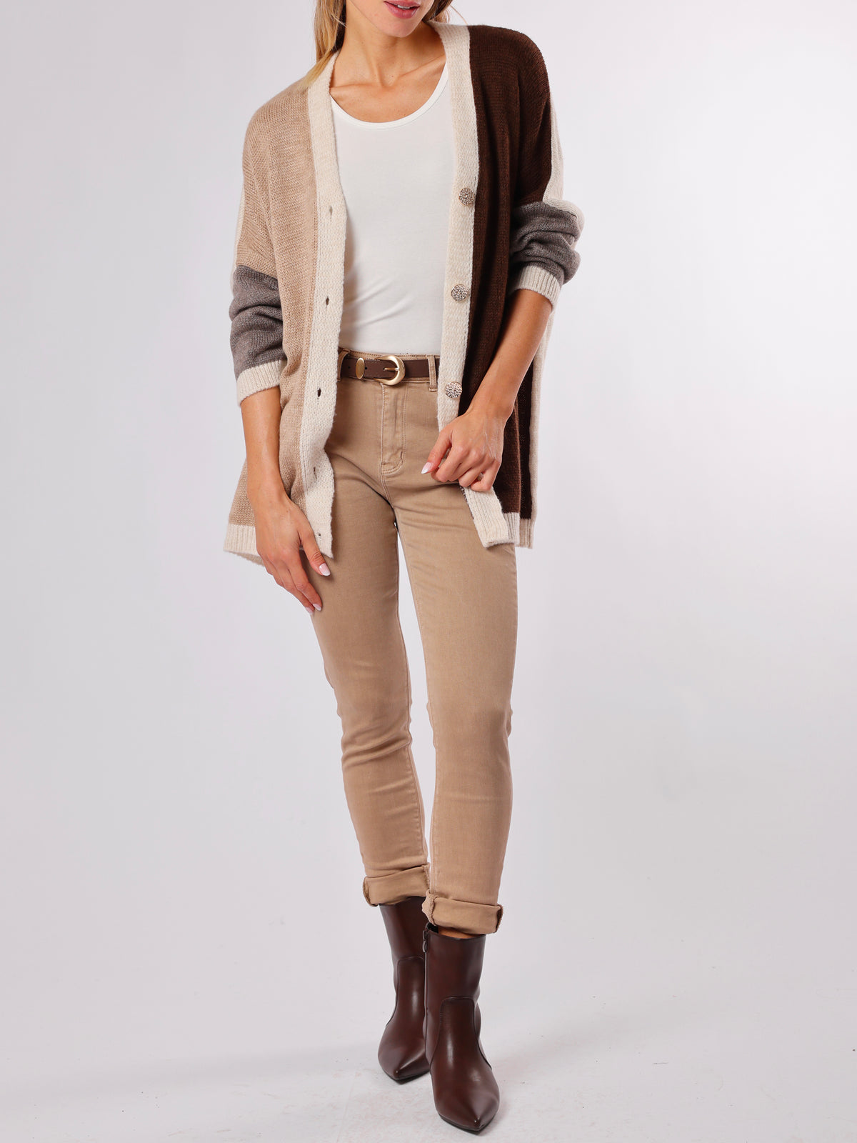 NEW - Veste beige et brun en tricot