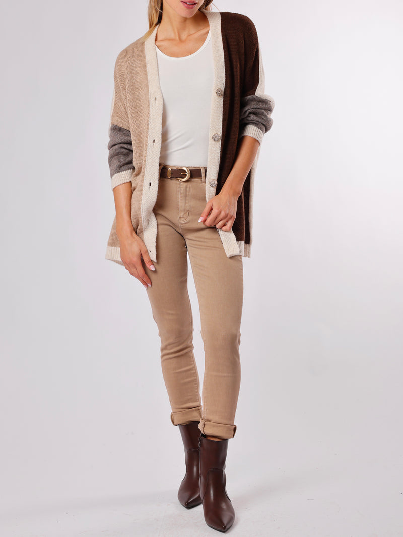 NEW - Veste beige et brun en tricot