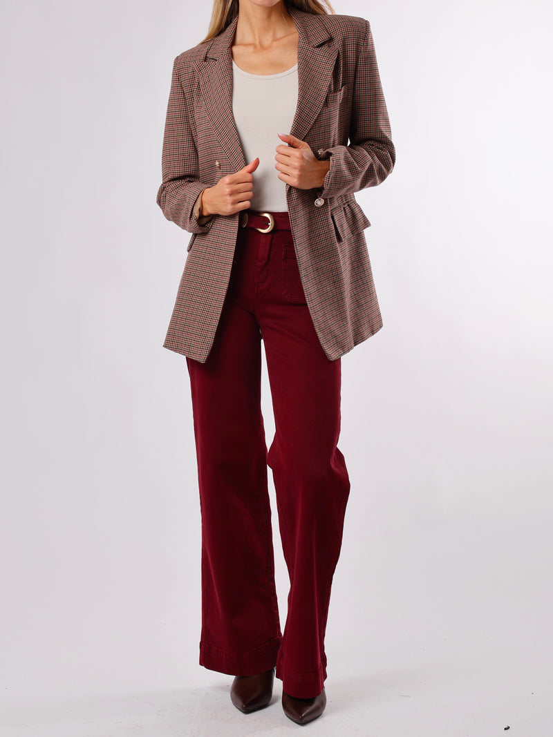 NEW - Jeans bourgogne avec poches appliquées