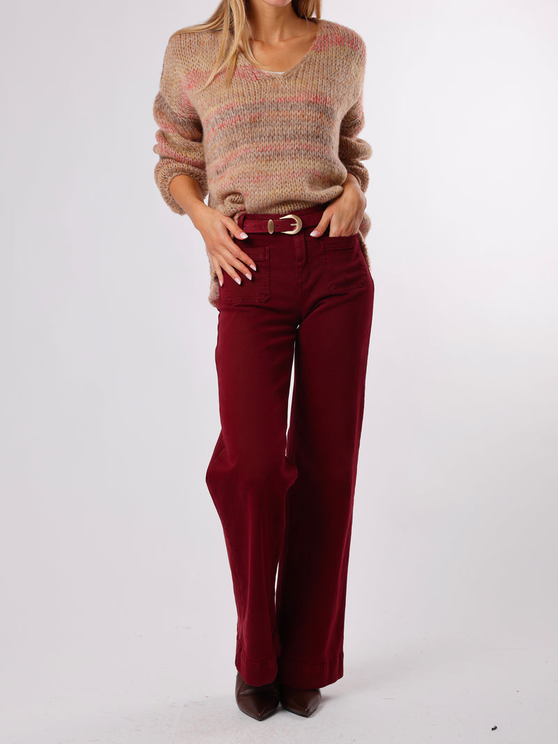 NEW - Chandail moka en tricot rayé multicolore