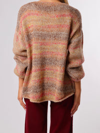 NEW - Chandail moka en tricot rayé multicolore