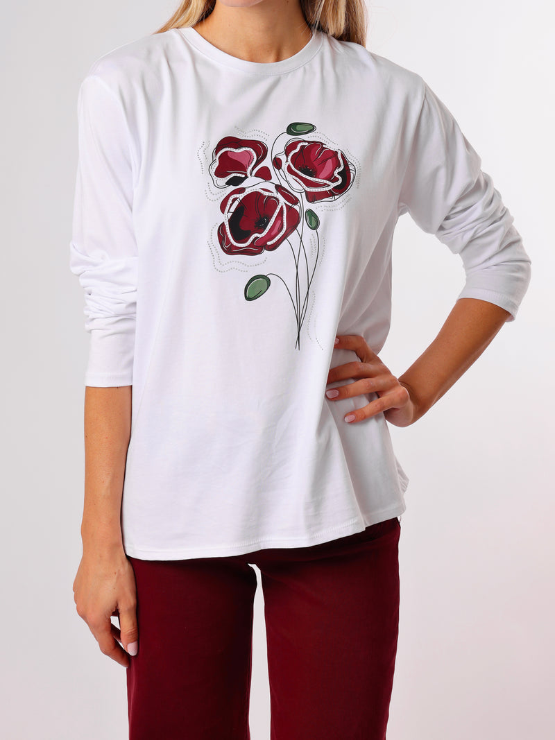 NEW - Chandail blanc avec imprimé de roses