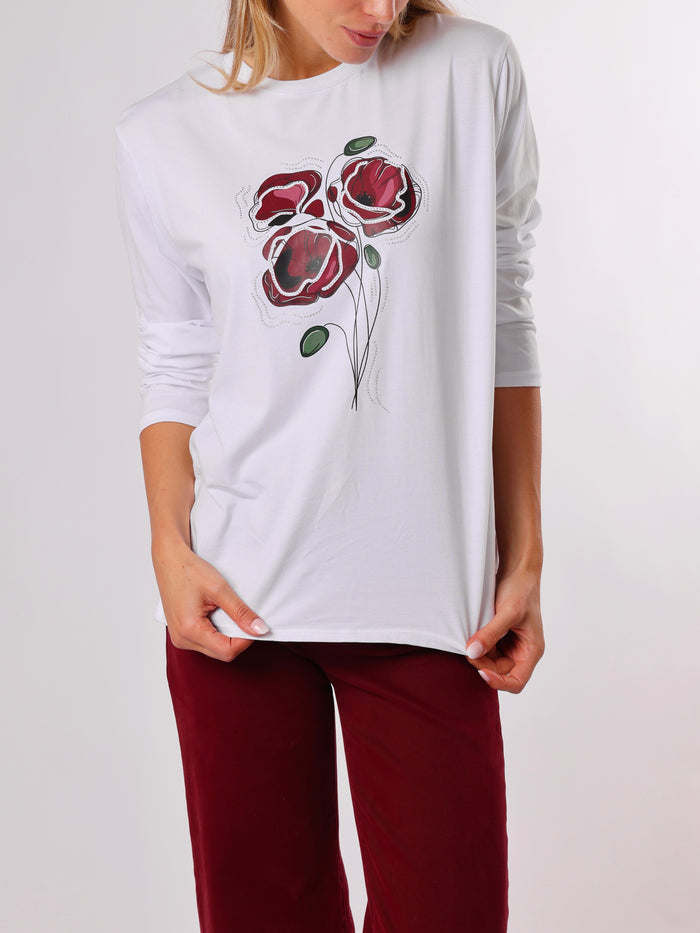 NEW - Chandail blanc avec imprimé de roses