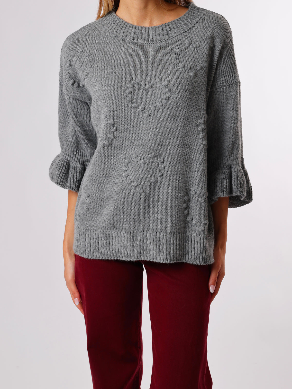 NEW - Chandail gris à manches à volants