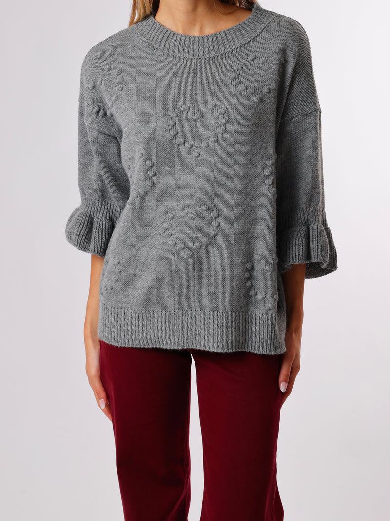 NEW - Chandail gris à manches à volants