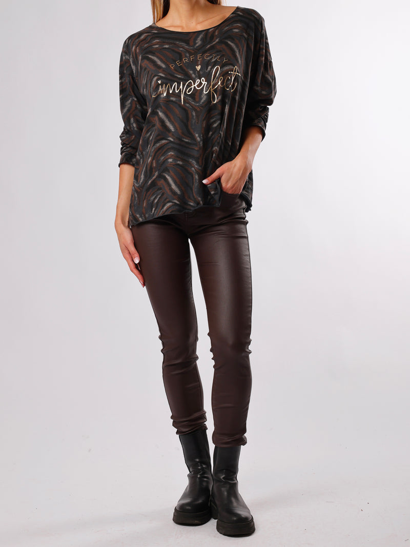 NEW - Chandail gris zébré brun et noir