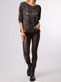 NEW - Chandail gris zébré brun et noir