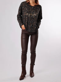 NEW - Chandail gris zébré brun et noir