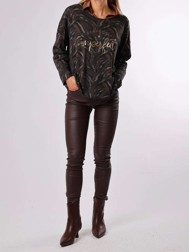 NEW - Chandail gris zébré brun et noir