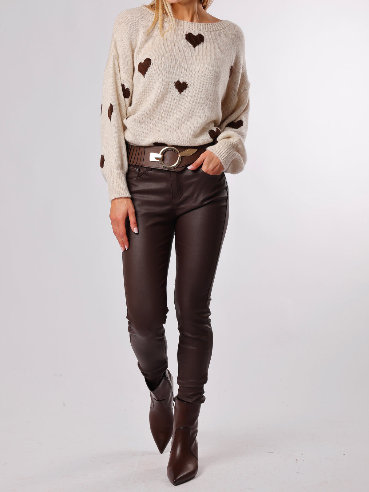 NEW - Pantalon brun en similicuir
