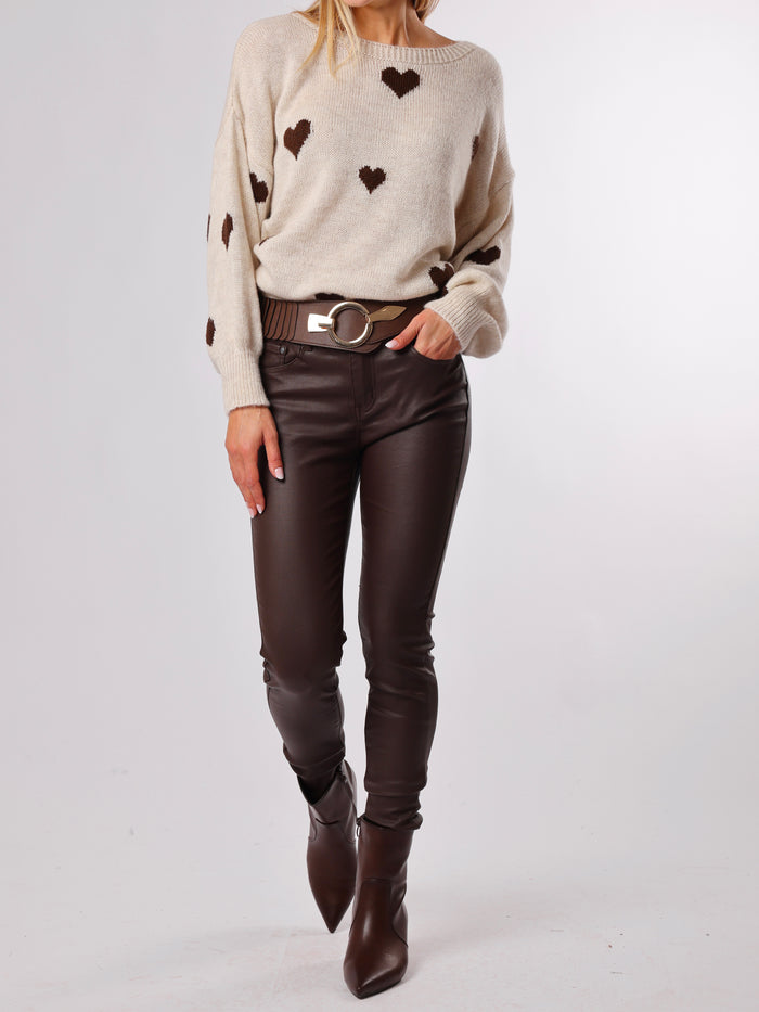 NEW - Pantalon brun en similicuir